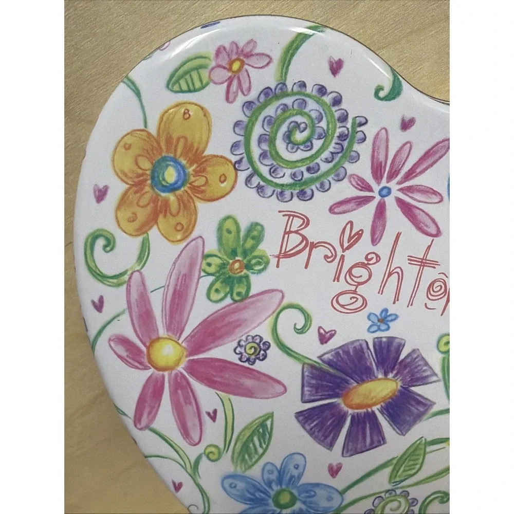Brighton Heart Shaped Multicolor‎ Metal Lined Jewelry Box Floral Design